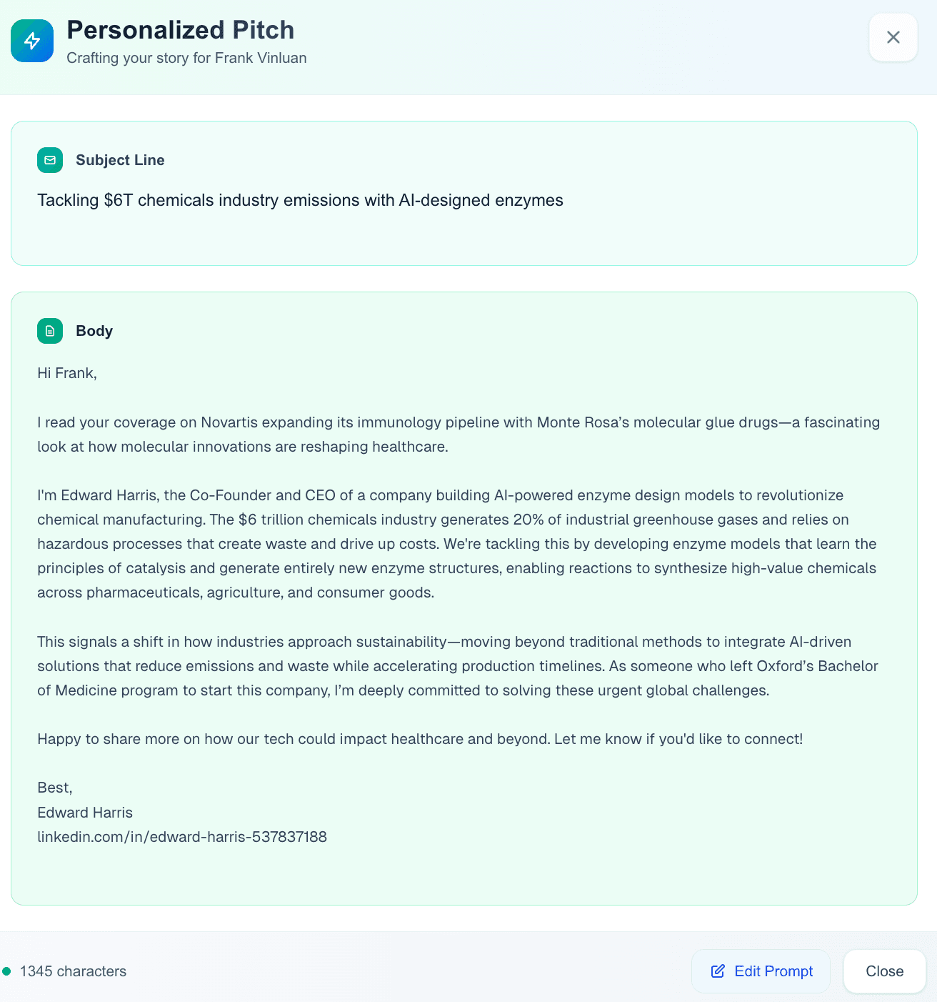 Biotech pitch strategy summary