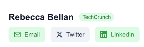 Reporter contact information showing email, Twitter, and LinkedIn
